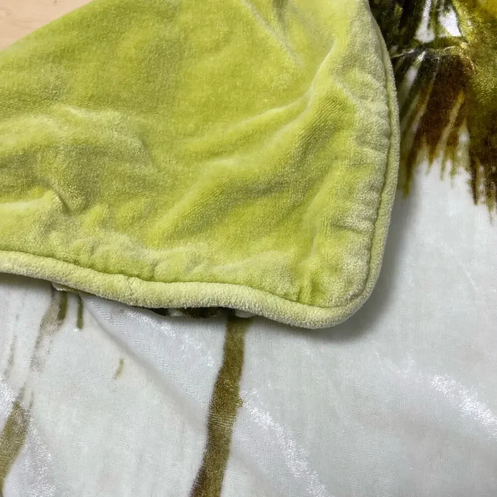 Arhaus Green & White Palm Tree Print Silk Blend Velour Pillow Covers - Fit 18x18